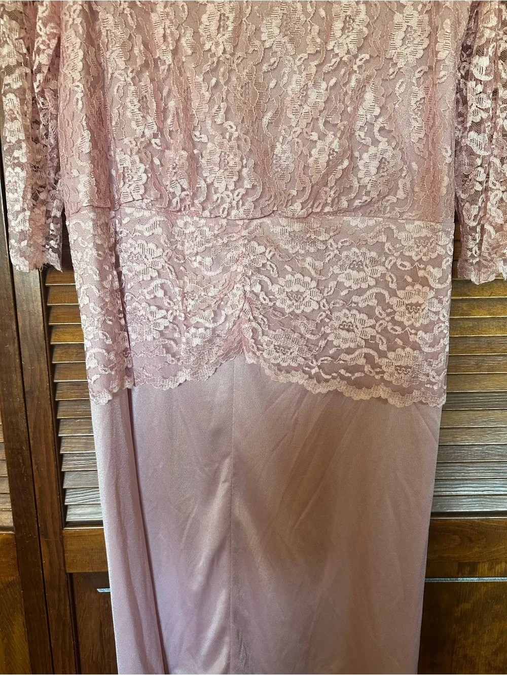 1980s Vintage Pink Lace Midi Cocktail Dress with Draped Front size XL